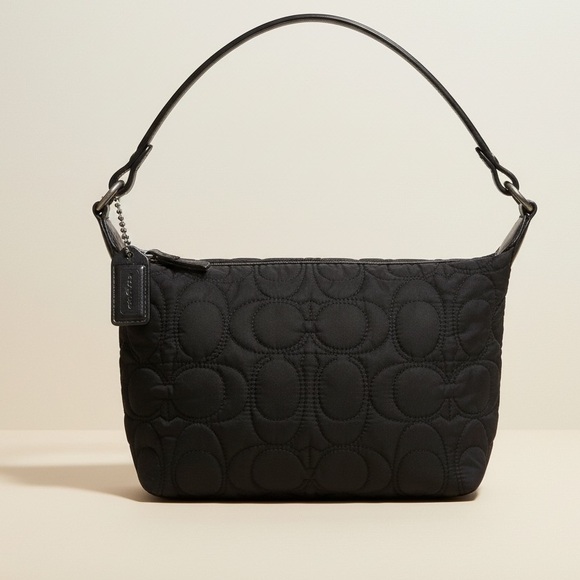 Coach Handbags - Coach Y2K Soho Quilted Mini Hobo Shoulder Bag Lather Nylon Wristlet Zipper Black
